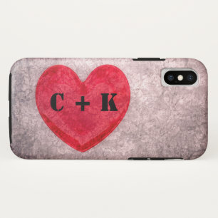 Stonewashed Heart Monogram Personalise iPhone X Case