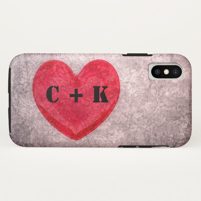 Stonewashed Heart Monogram Personalise Case-Mate iPhone Case (Back (Horizontal))