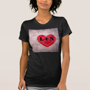 Stonewashed Heart Monogram Personalise T-Shirt