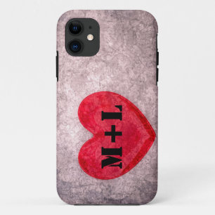 Stonewashed Heart - Personalise Monogram iPhone 11 Case
