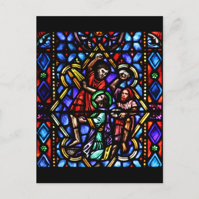 Stoning of Saint Stephens Stained Glass Art Postcard (Front)