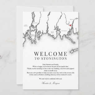 Stonington CT Wedding Welcome Letter Black White Thank You Card