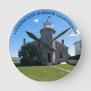 Stonington Harbor Lighthouse, CT Round Wall Clock