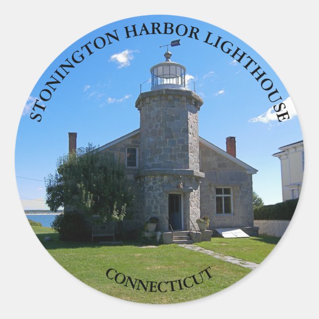 Stonington Harbour Lighthouse, CT Round Stickers (Front)