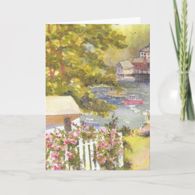 Stonington Harbour View Greeting Card (Front)