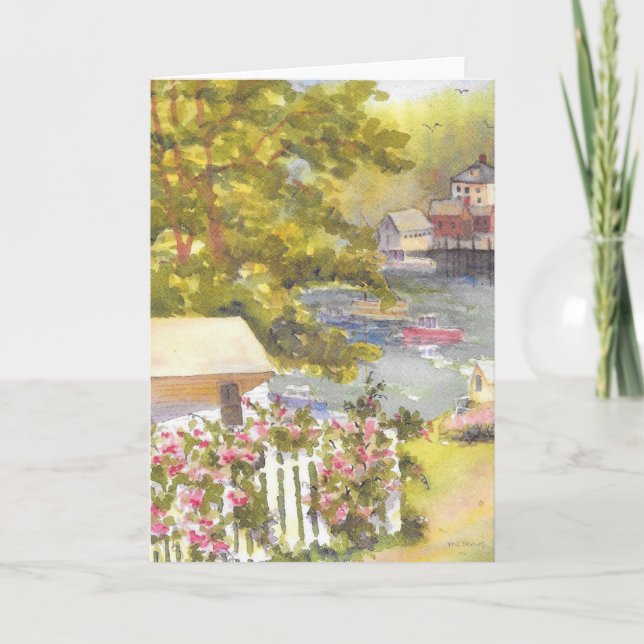 Stonington ME Harbour Scene Vertical Greeting Card (Front)