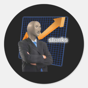 Stonks Surreal Memes Funny Stock Classic Round Sticker