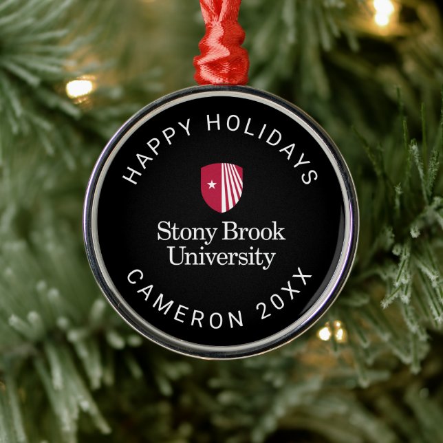 Stony Brook University | Wordmark Metal Ornament (Tree)