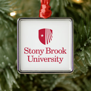 Stony Brook University   Wordmark Metal Ornament