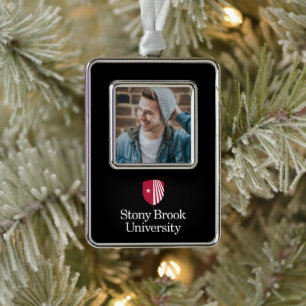 Stony Brook University Wordmark Silver Plated Framed Ornament