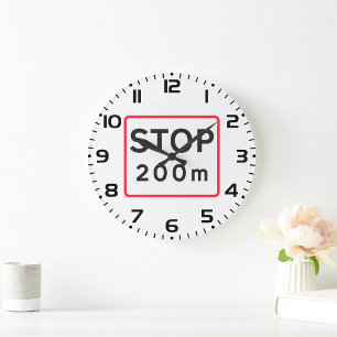 Stop 200m Road Sign Traffic Warning Safety  Large Clock
