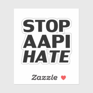 Stop AAPI Hate, black white Sticker