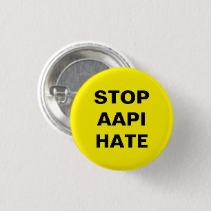 Stop AAPI Hate, black yellow Pin Button