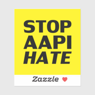 Stop AAPI Hate, black yellow Sticker