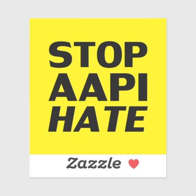 Stop AAPI Hate, black yellow Sticker (Sheet)