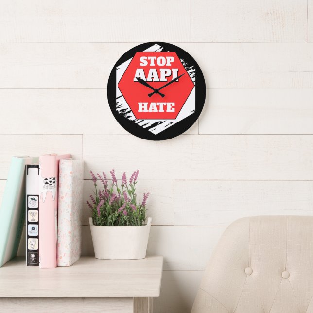 Stop AAPI Hate Rectangular Large Clock (Reading Room)