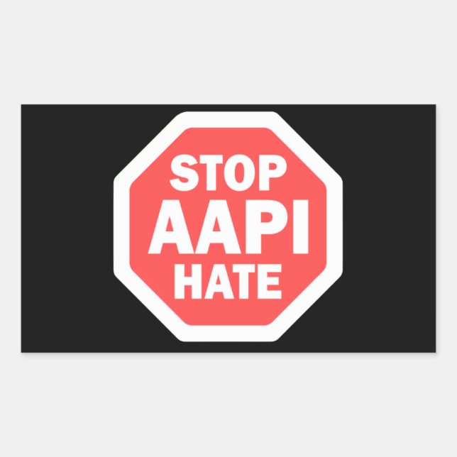 Stop AAPI Hate Rectangular Sticker (Front)
