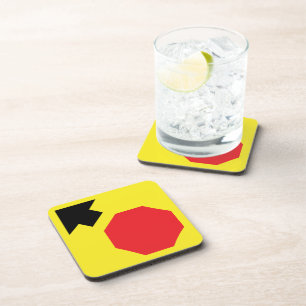 Stop Ahead Diamond Shape Hard plastic coaster