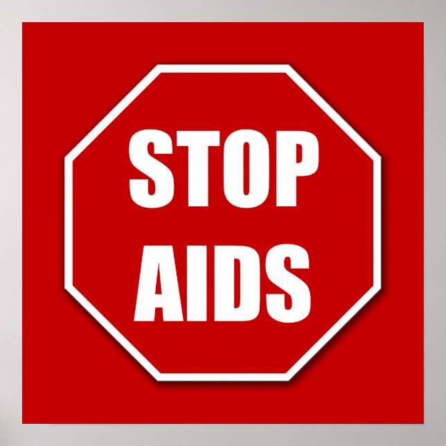Stop AIDS Red Poster Print (Front)