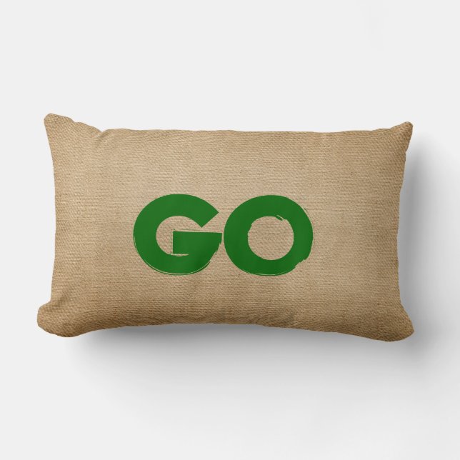 Stop and Go Burlap Lumbar Cushion (Front)