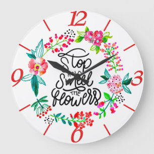 Stop and smell the flowers large clock