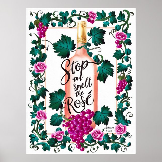 Stop and Smell The Rosé Wine Lover Custom Poster (Front)