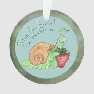 Stop and Smell the Strawberries Snail Ornament