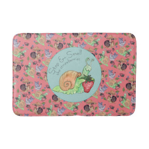 Stop and Smell the Strawberries Snail Pattern Bath Mat