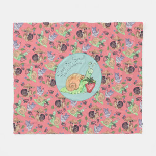 Stop and Smell the Strawberries Snail  Pattern  Fleece Blanket
