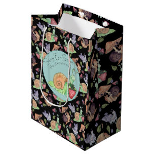 Stop and Smell the Strawberries Snail Pattern Medium Gift Bag