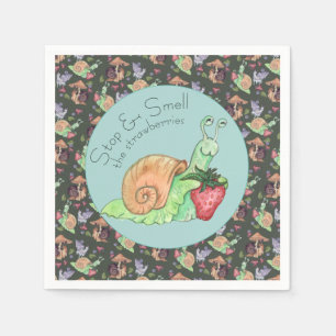 Stop and Smell the Strawberries Snail  Pattern  Napkin