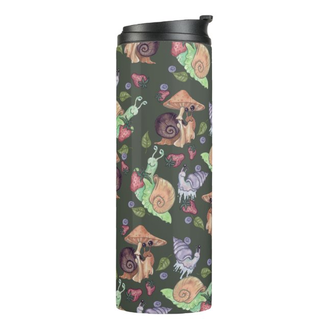 Stop and Smell the Strawberries Snail  Pattern  Thermal Tumbler (Rotated Left)