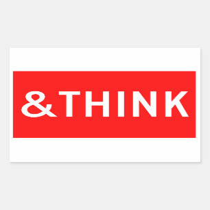 STOP AND THINK RECTANGULAR STICKER