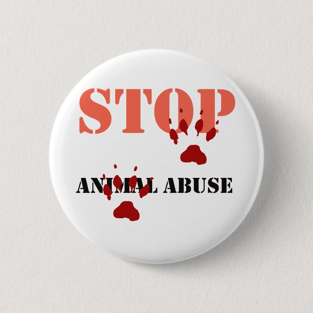 stop animal abuse 6 cm round badge (Front)