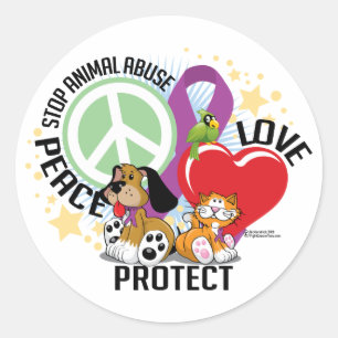 Stop Animal Abuse PLP Classic Round Sticker