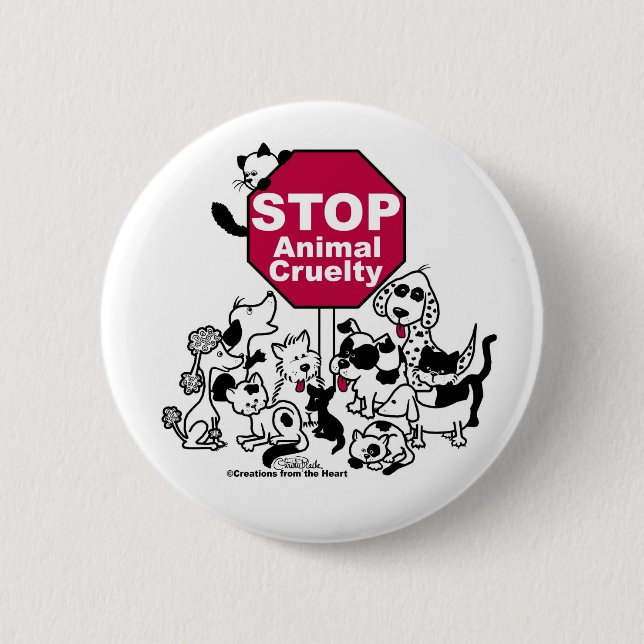 Stop Animal Cruelty 6 Cm Round Badge (Front)