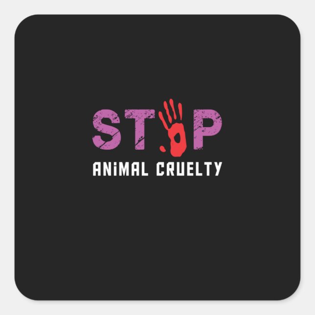 stop animal cruelty square sticker (Front)