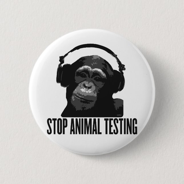 stop animal testing 6 cm round badge (Front)