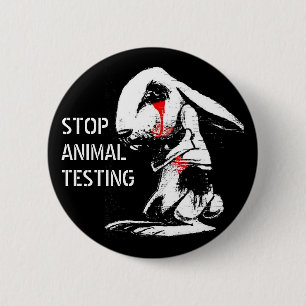 STOP ANIMAL TESTING 6 CM ROUND BADGE
