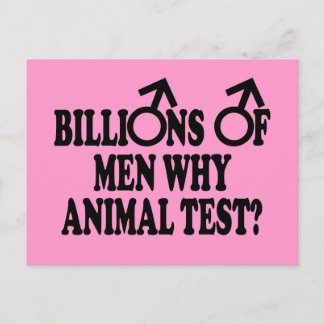 Stop animal testing funny slogan postcard