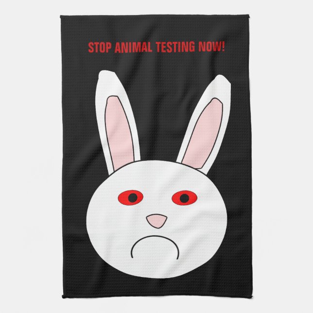 Stop Animal Testing Now Kitchen To Tea Towel (Vertical)