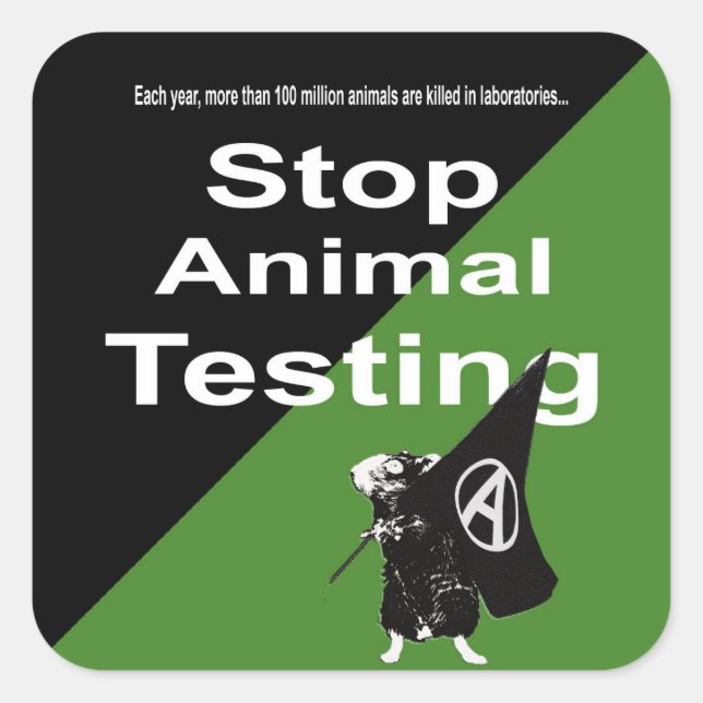 Stop Animal Testing Square Sticker (Front)