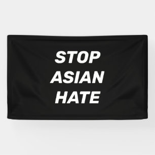 Stop Asian Hate, black white Banner