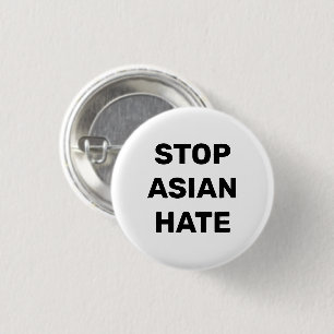 Stop Asian Hate, black white Button