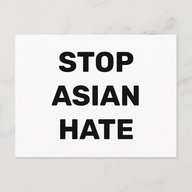 Stop Asian Hate, black white Postcard (Front)