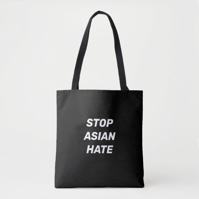 Stop Asian Hate, black white Tote Bag (Front)