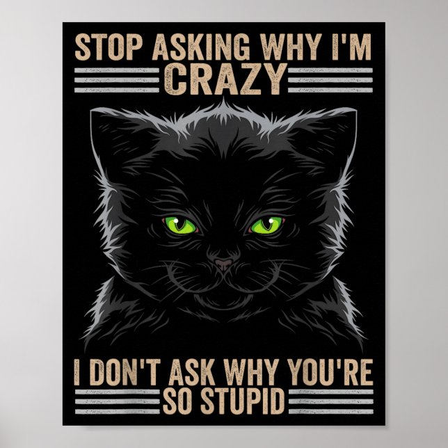 Stop Asking Why Im Crazy Cat  Poster (Front)