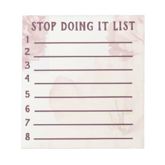 Stop Bad Habits Stop Doing it List Notepad