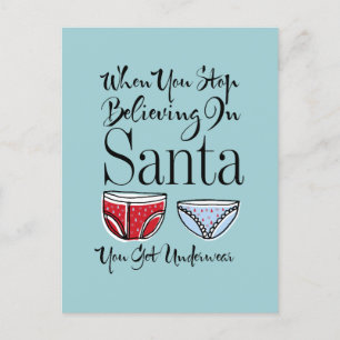 Stop Believing In Santa Underwear Postcard