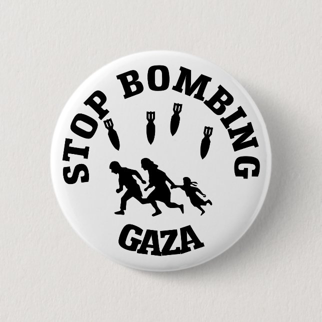Stop Bombing Gaza 6 Cm Round Badge (Front)